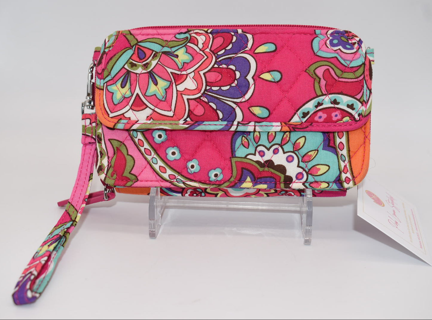 Vera Bradley All in One Crossbody Wallet in "Pink Swirls" Pattern
