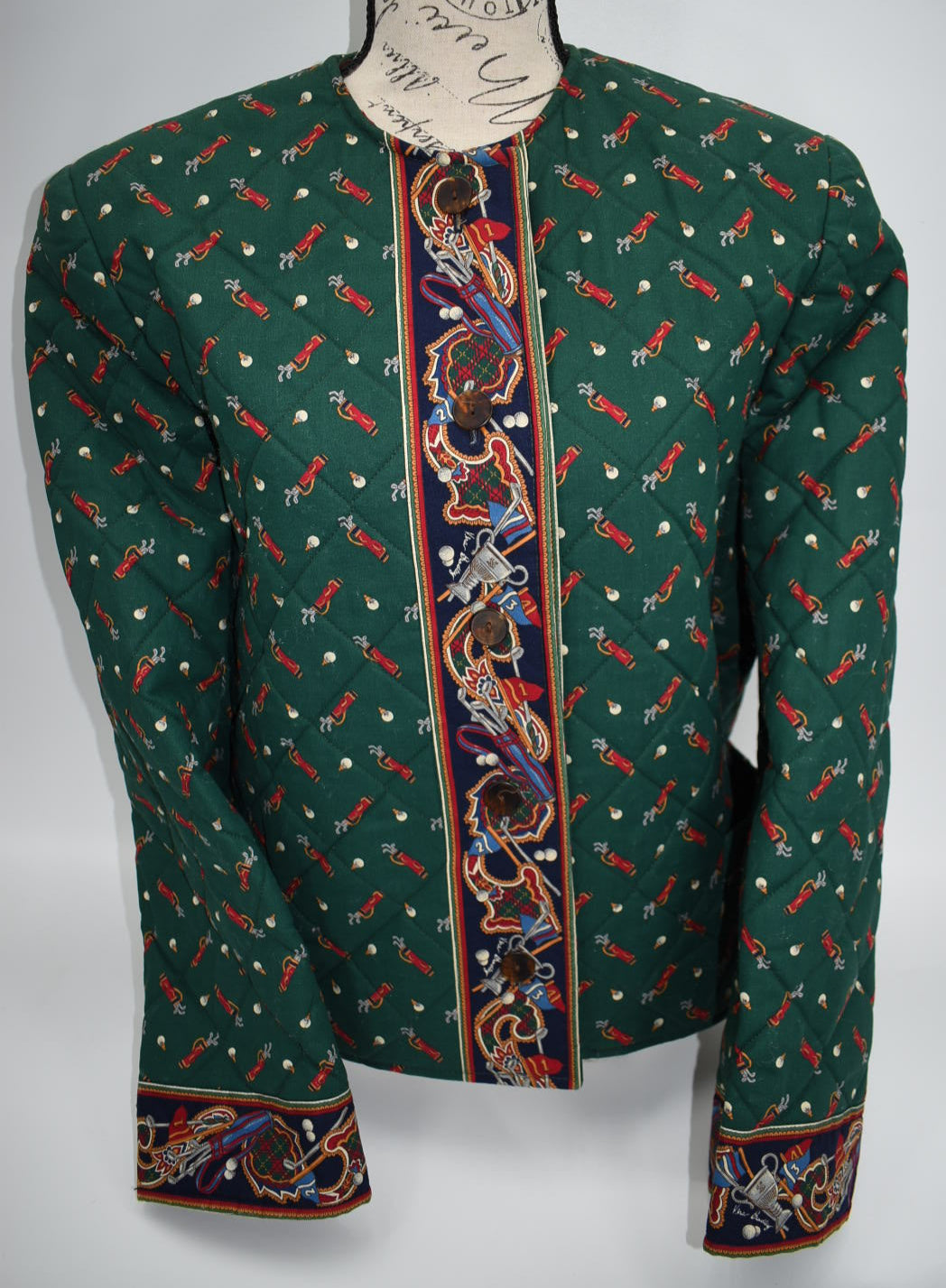 Vintage Vera Bradley Quilted Medium Jacket in "Golf Green-1995" Pattern