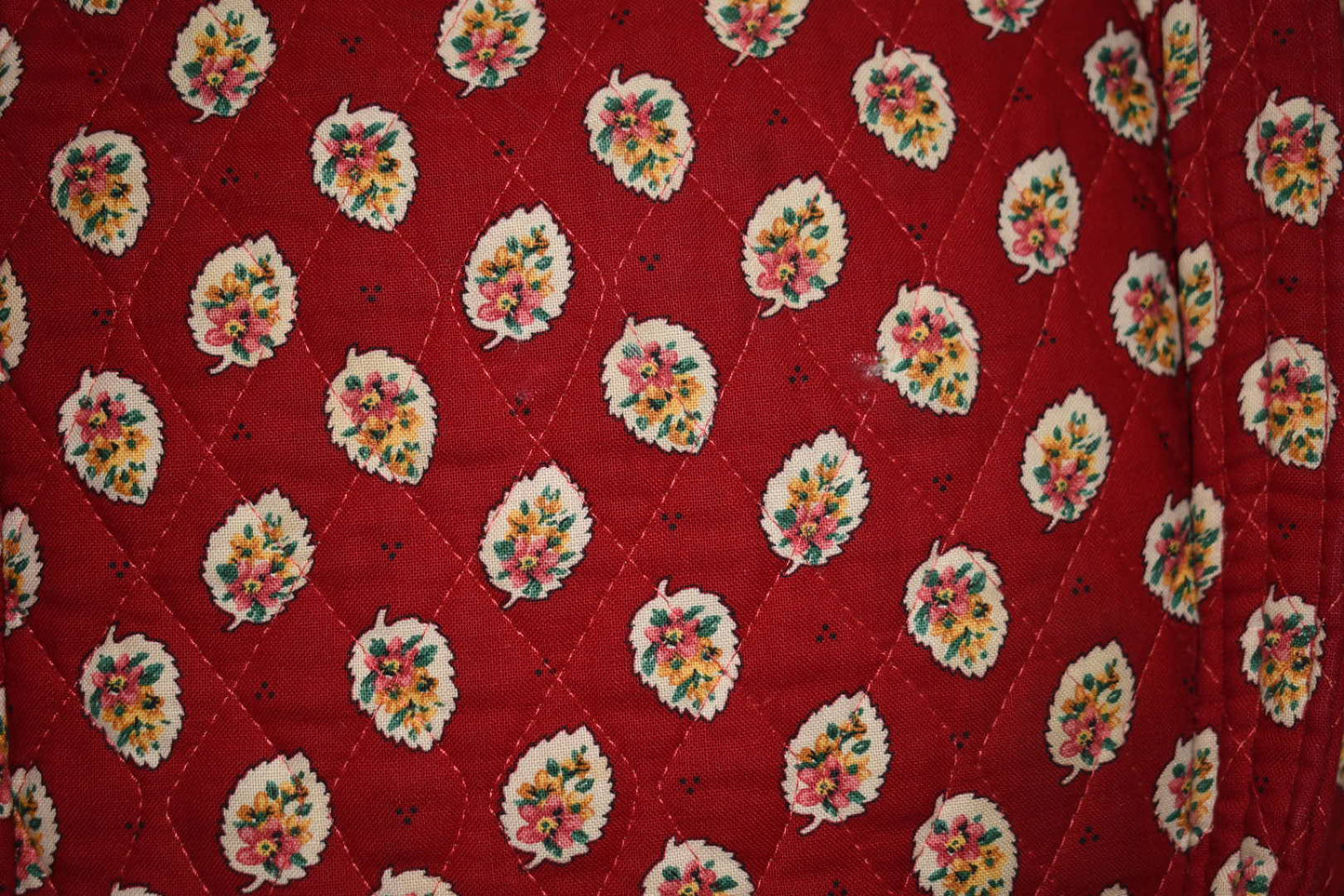 Vintage Vera Bradley Large Vera Tote Bag in "Red Leaf" Pattern