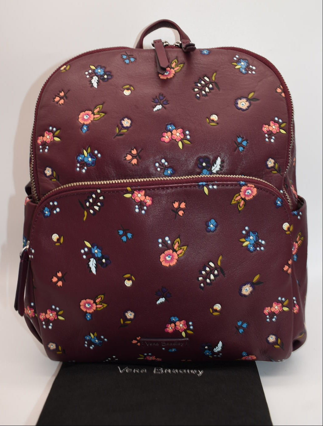 Vera Bradley Leather Carryall Backpack in "Mulled Wine" Pattern