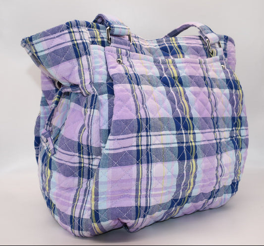 Vera Bradley Glenna Satchel Bag in "Amethyst Plaid" Pattern