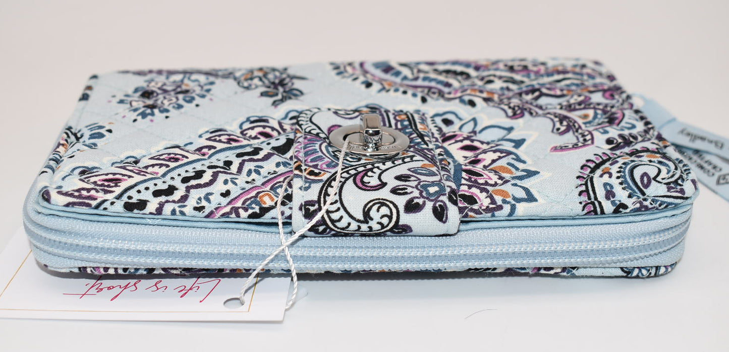 Vera Bradley RFID Turnlock Wallet in "Soft Sky Paisley" Pattern