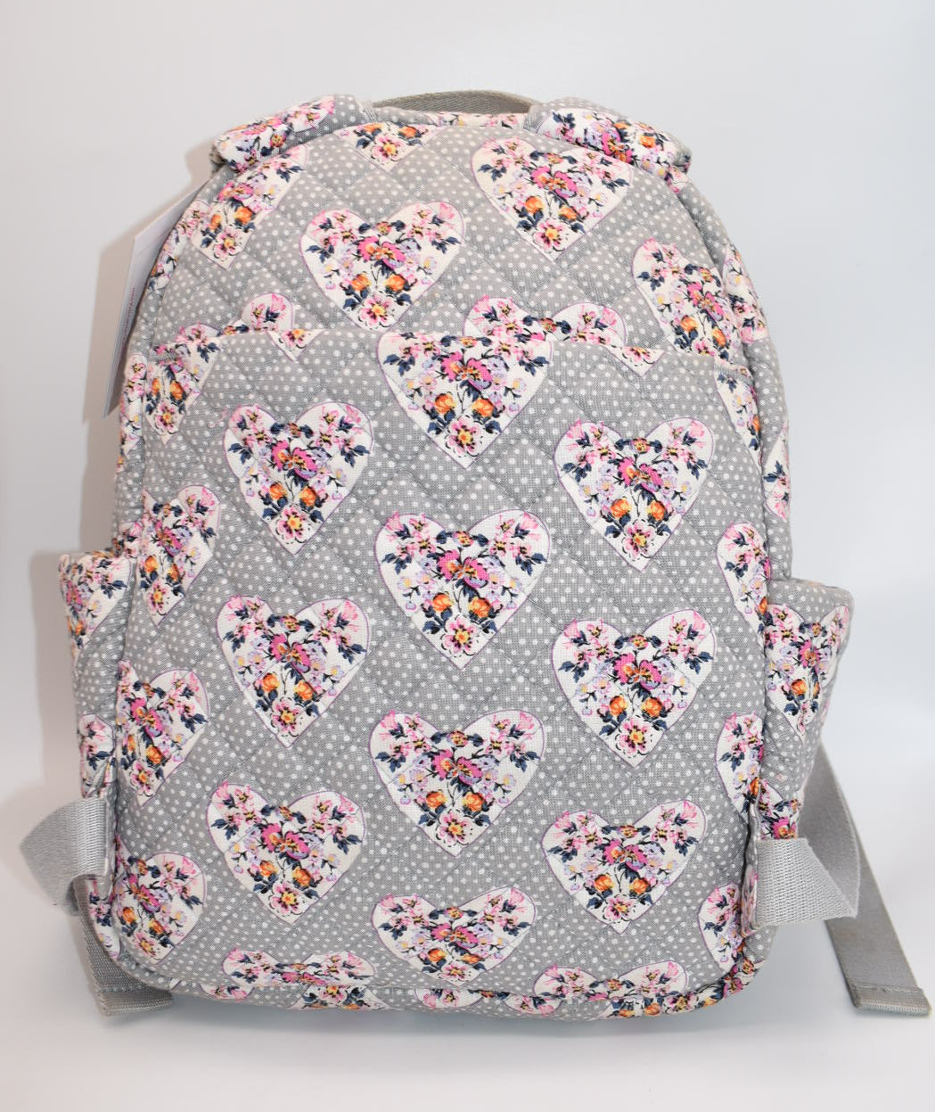 Vera Bradley Small Quilted Cotton Backpack in "Mon Amour Gray" Pattern