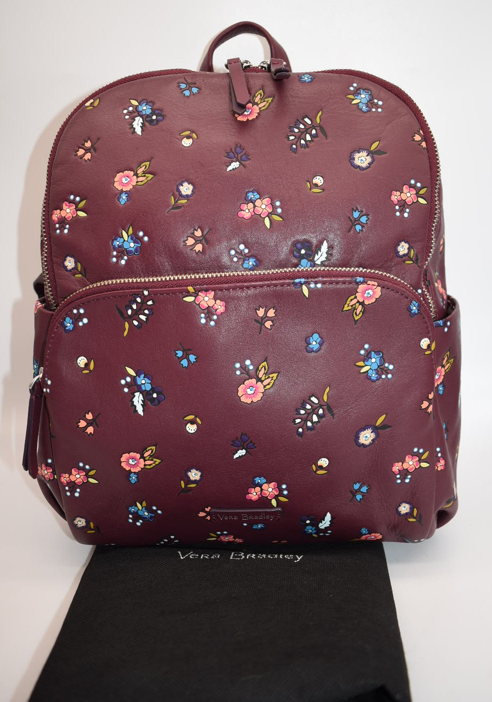 Vera Bradley Leather Carryall Backpack in "Mulled Wine" Pattern