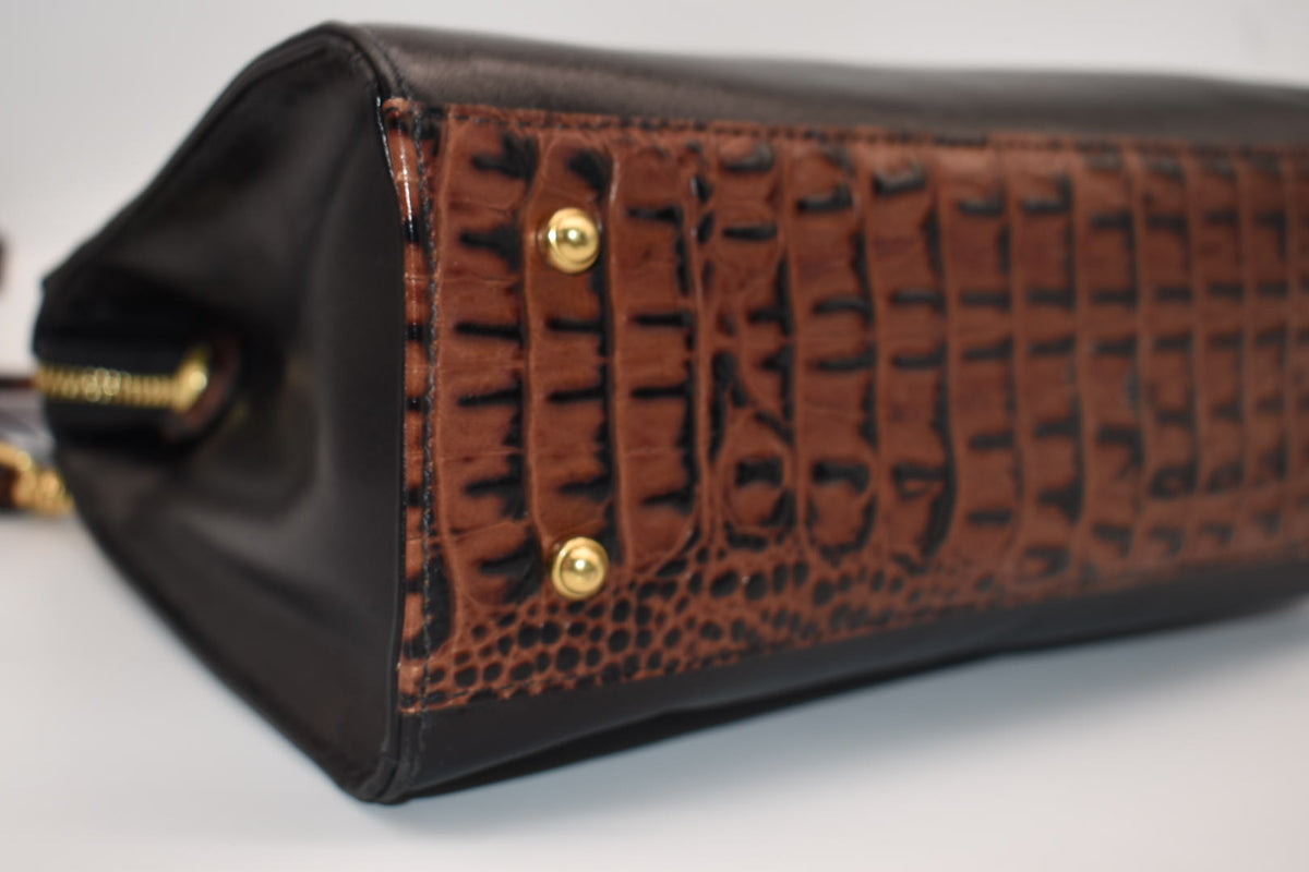 Brahmin Anywhere Convertible Leather Satchel Bag Tuscan Black