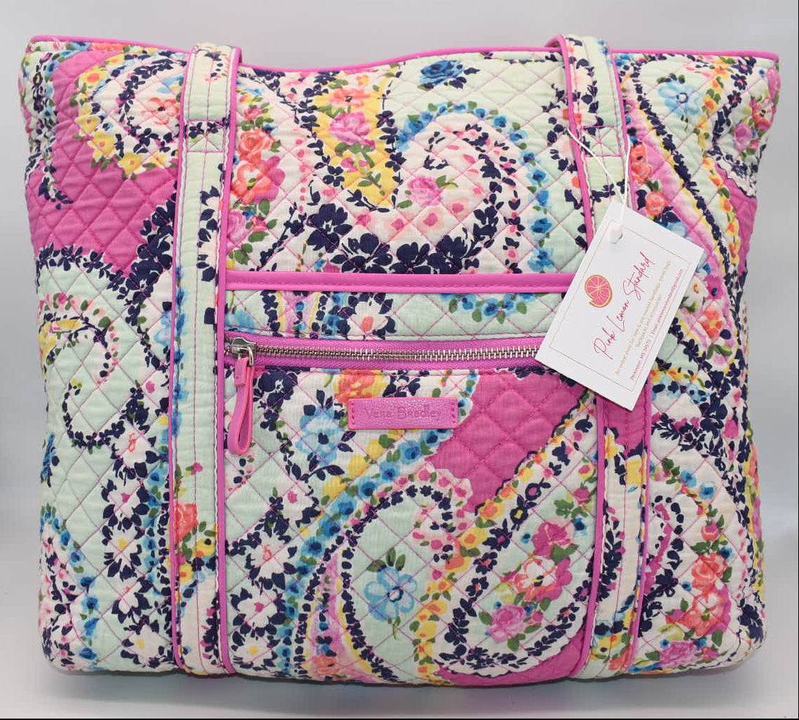 Vera Bradley Large Vera Tote Bag in "Wildflower Paisley" Pattern
