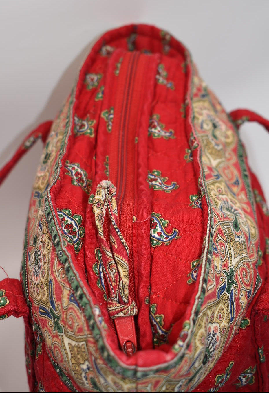 Vintage Vera Bradley Villager Tote Bag in "Red- 1991" Pattern
