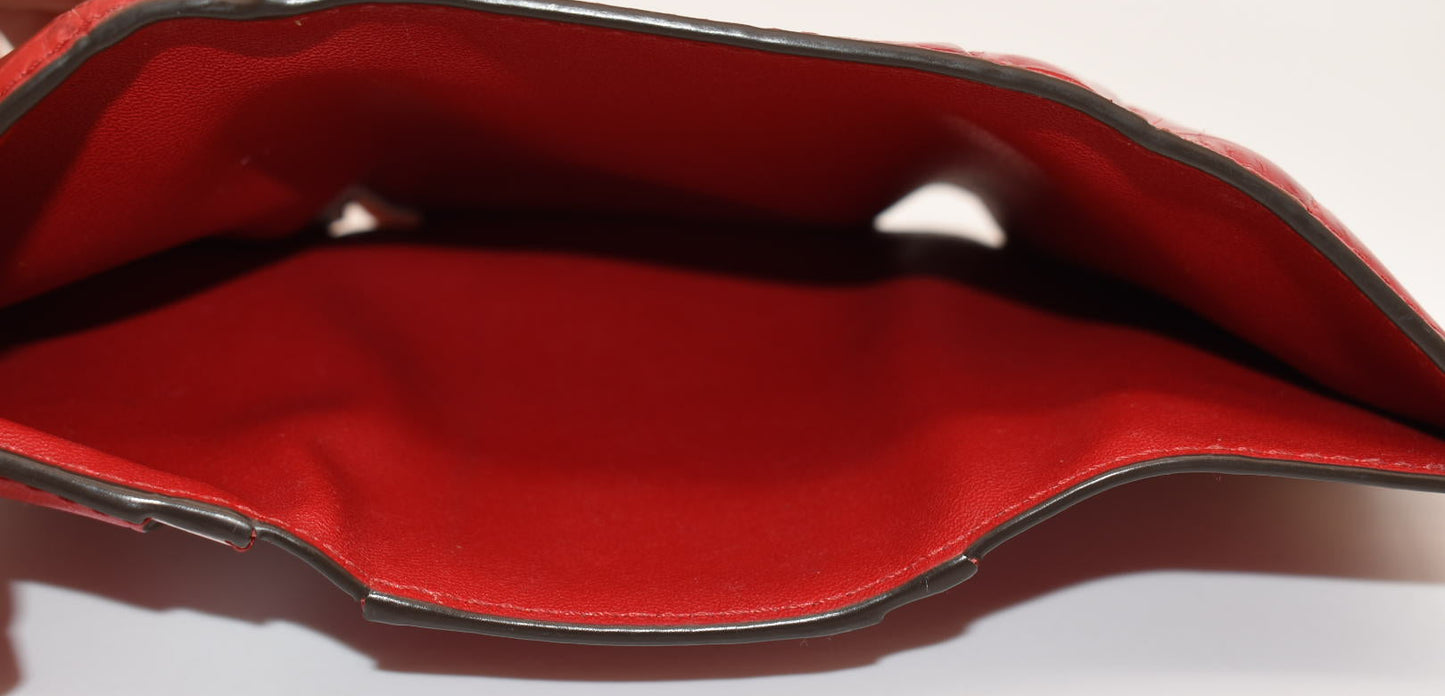 Tory Burch Eleanor Embossed Compact Wallet in Redstone