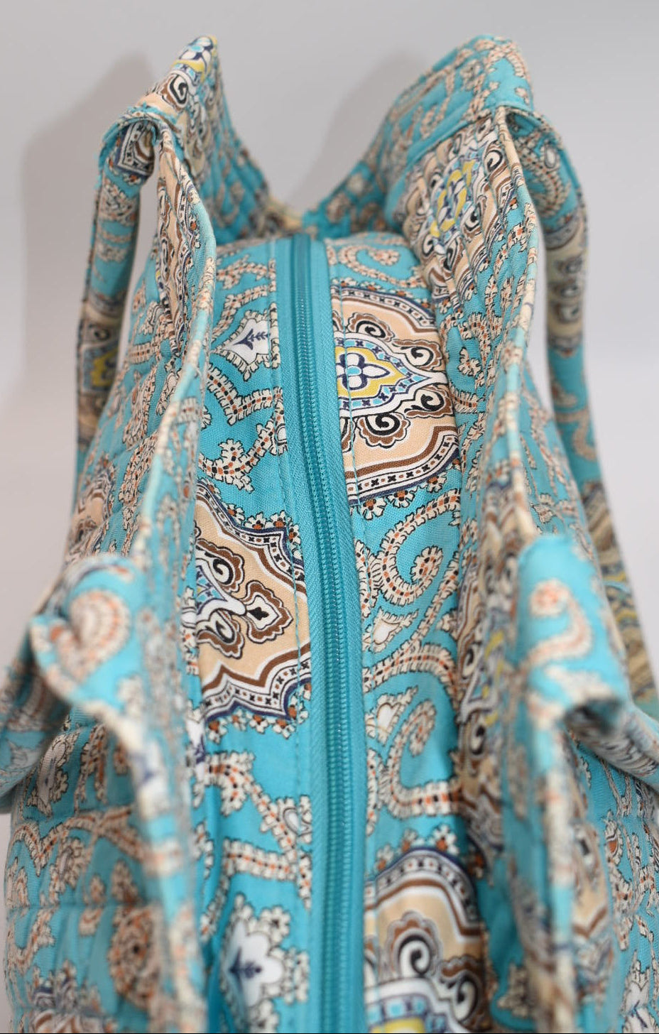 Vera Bradley Large Angled Tote Bag in "Totally Turquoise" Pattern