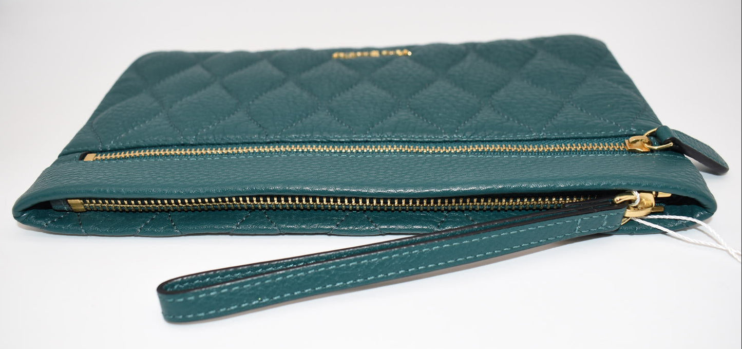 Vera Bradley Quilted Leather Mia Wristlet in Forest Green