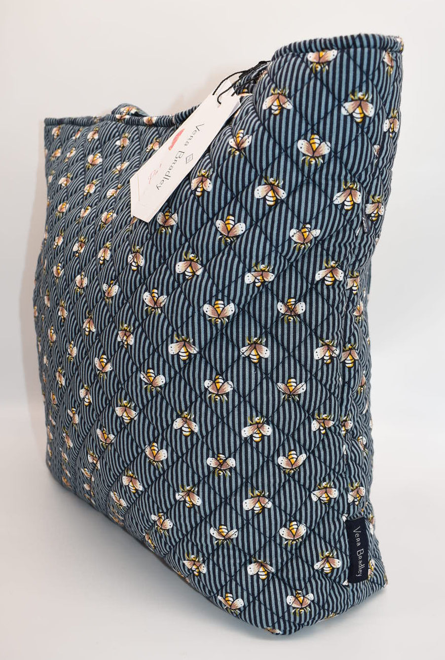 Vera Bradley Quilted Cotton Tote Bag in "Bee Navy" Pattern