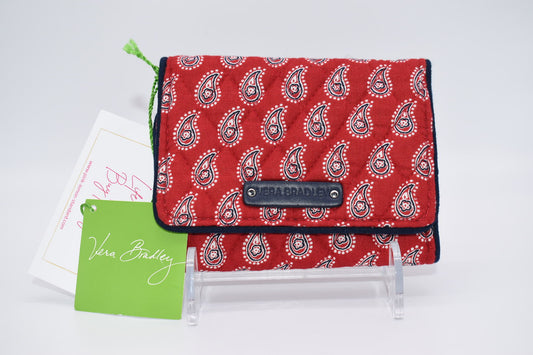 Vera Bradley Petite Trifold Wallet in "Petite Red Bandana Paisley" Pattern
