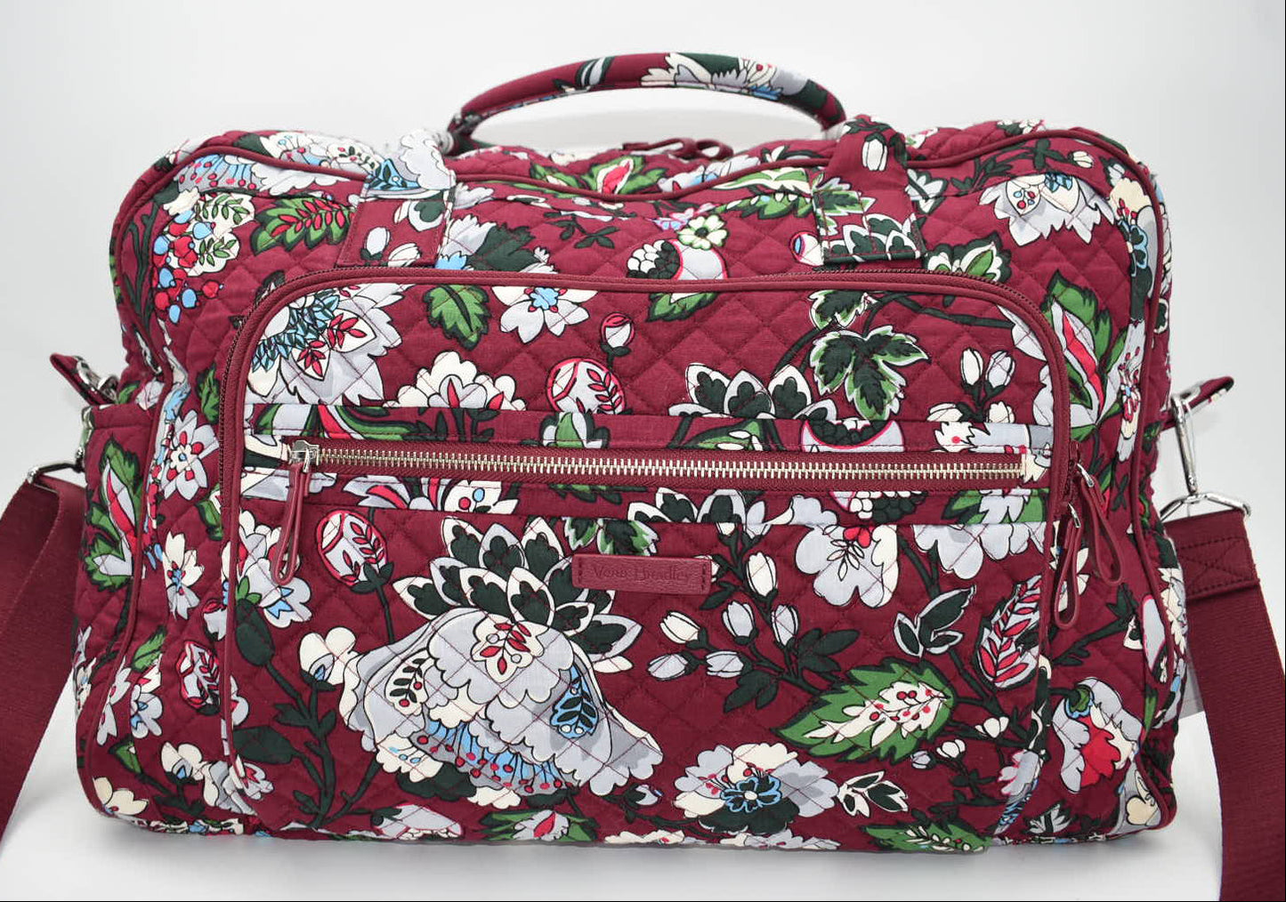 Vera Bradley Iconic Weekender Travel Bag in "Bordeaux Blooms" Pattern