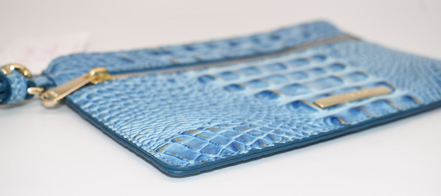 Brahmin Leather Wristlet in Aura Blue Melbourne