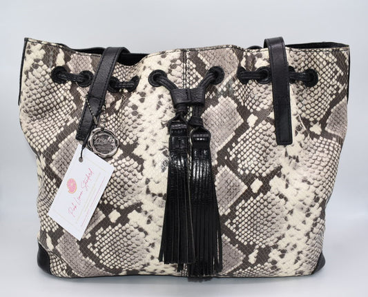 Patricia Nash Leather Drawstring Witney Tote in Python
