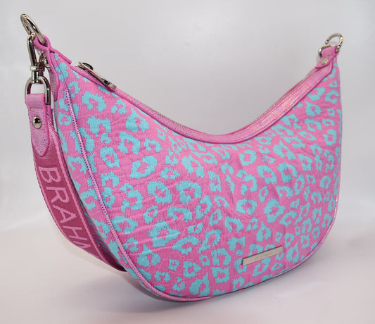 Brahmin Luxe Leisure Collection Percy Crossbody Bag in Cotton Candy Leopard
