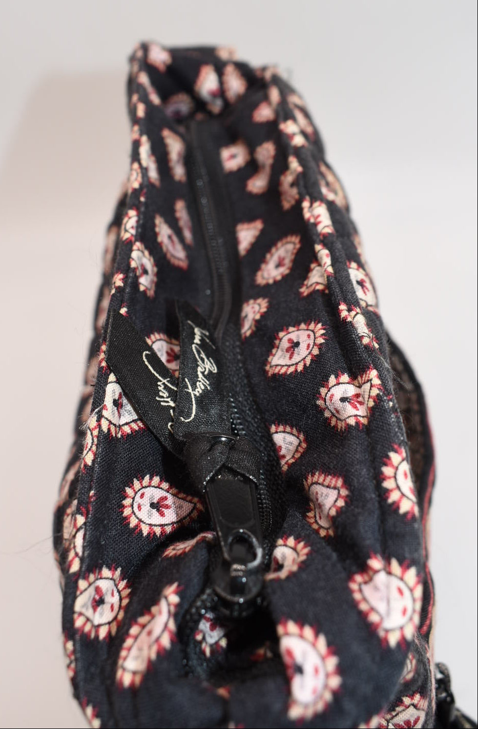 Vintage Vera Bradley Hipster Crossbody Bag in "Classic Black" Pattern