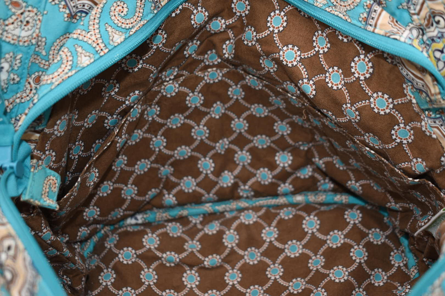 Vera Bradley Large Angled Tote Bag in "Totally Turquoise" Pattern