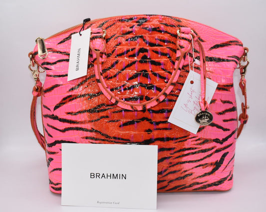 Brahmin Large Duxbury Satchel Bag in Pink Feline Ombre Melbourne