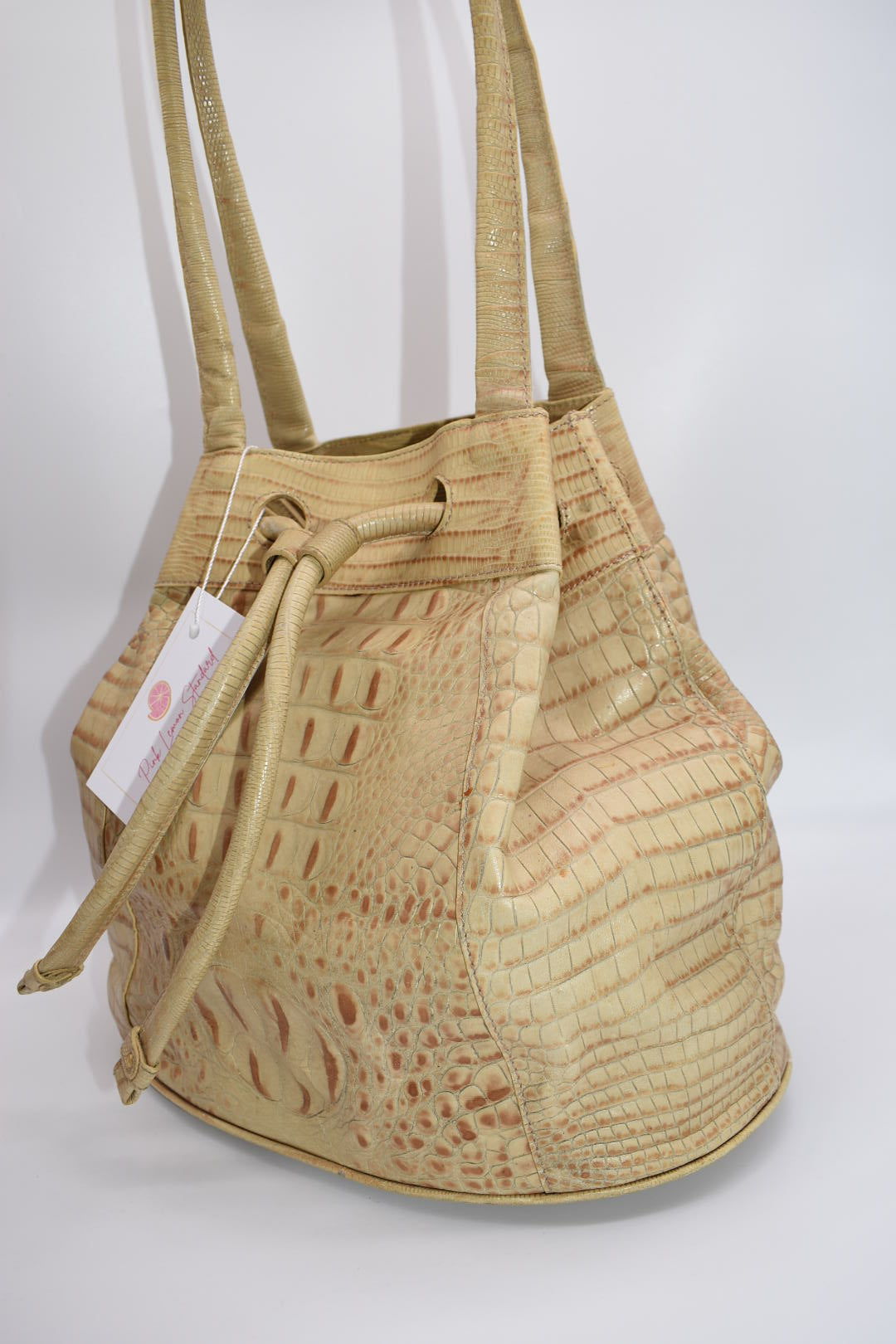 Vintage Brahmin Drawstring Bucket Shoulder Bag