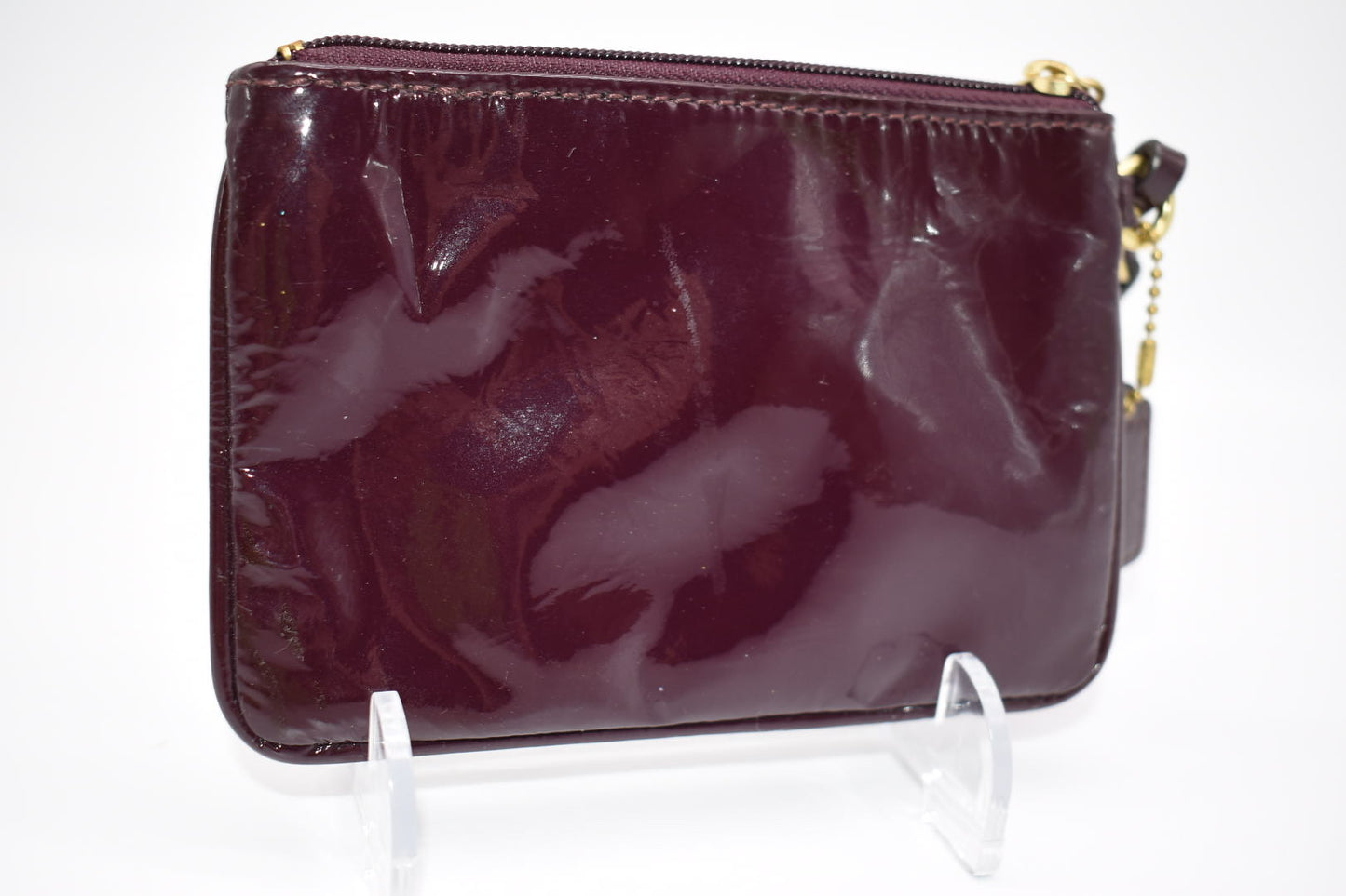 Coach Patent Leather Wristlet in Burgundy