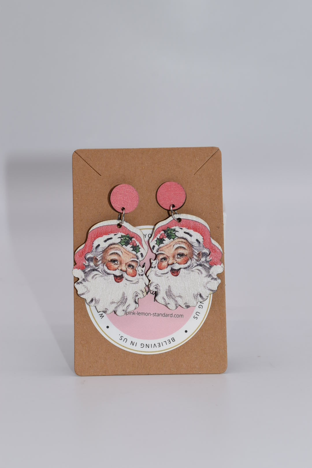 Seasonal Earrings: "Real Santa wears Pink" Earrings