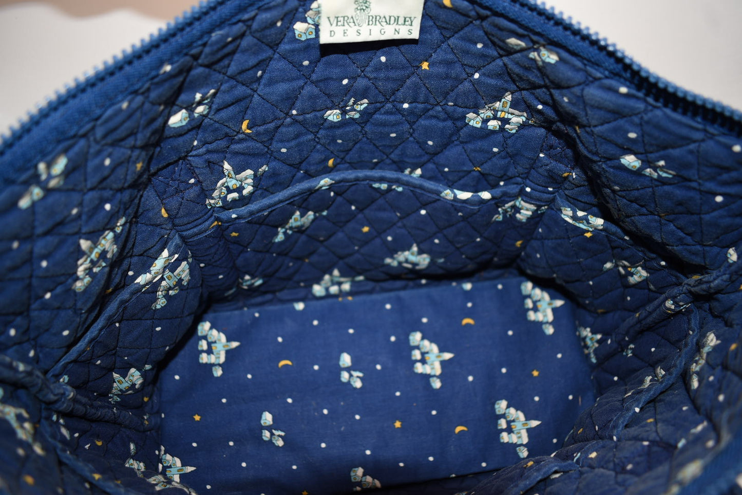 Vera Bradley Large Paddy Tote Bag in "Blue Christmas-1997" Pattern