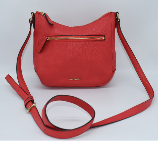 Vera Bradley Pebble Leather Mini Vivian Crossbody Bag in Canyon Red