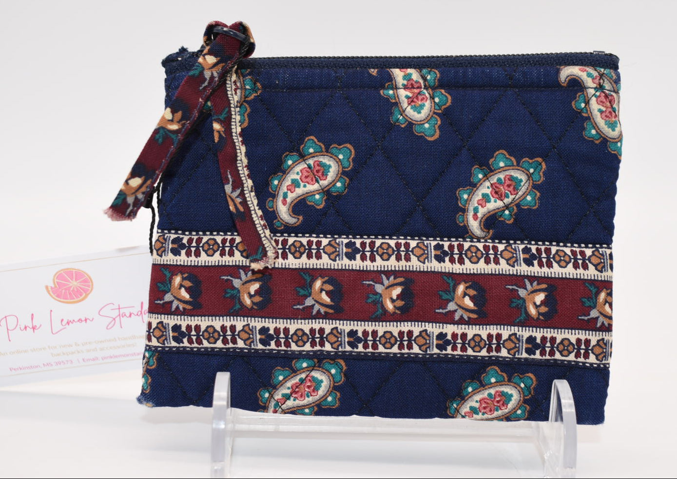 Vintage Vera Bradley Zip Coin Pouch in "Navy - 1991" Pattern