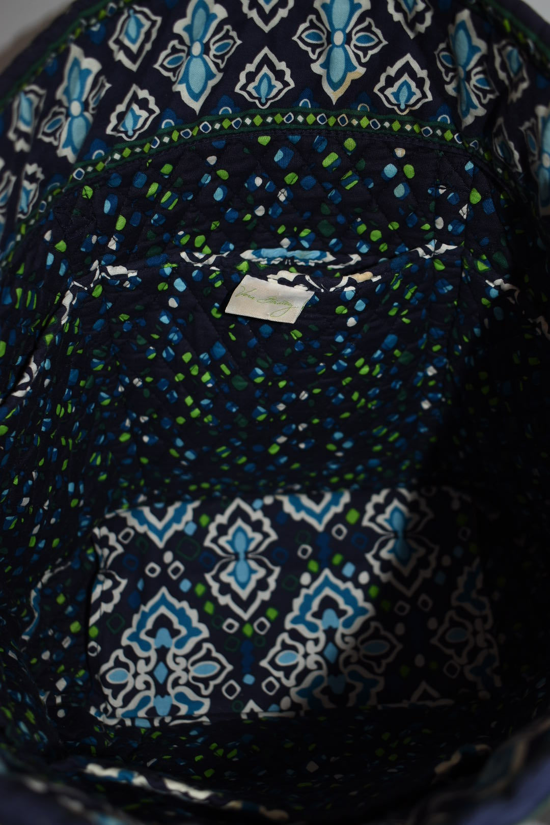 Vera Bradley Large Vera Tote Bag in "Ink Blue" Pattern