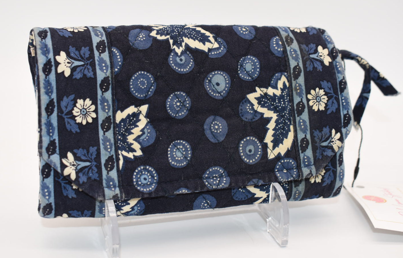 Vintage Vera Bradley Strap Crossbody Wallet in "Blue Coin -2003" Pattern