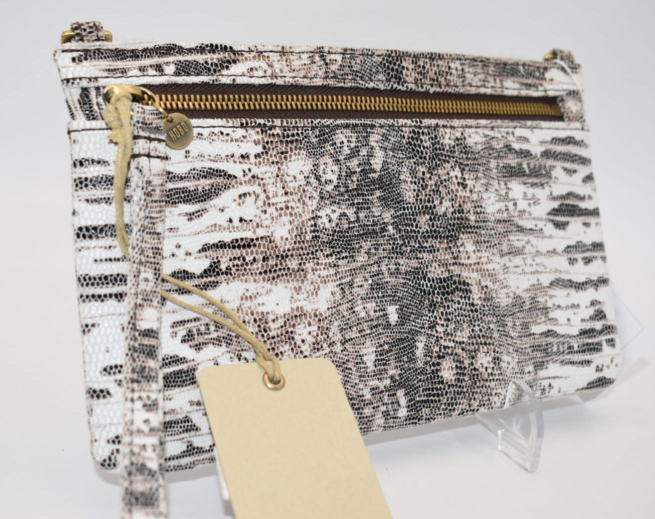 HOBO Intl GO Day Wristlet in Leather Lizard Print