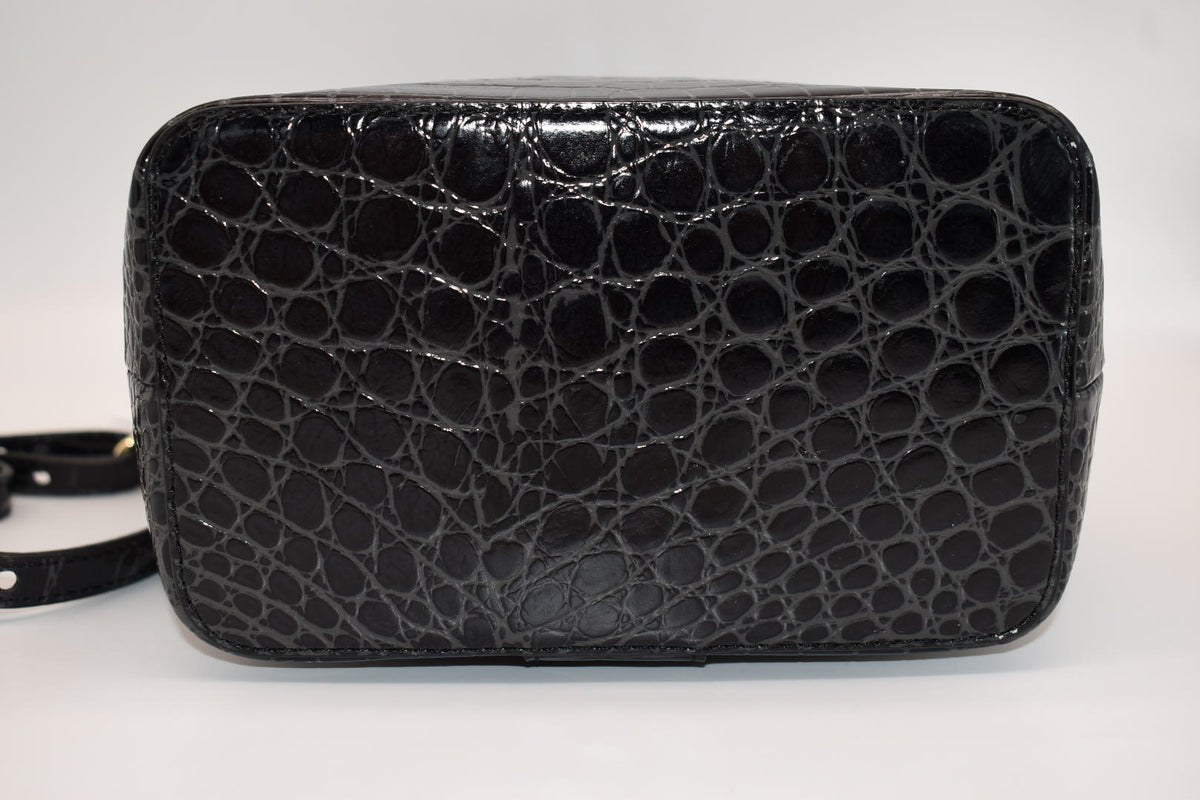 Brahmin Faith Top Handle Leather Convertible Bag in "Black Veil" Pattern