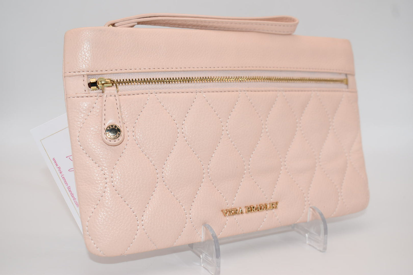 Vera Bradley Quilted Leather Mia Wristlet in Blush