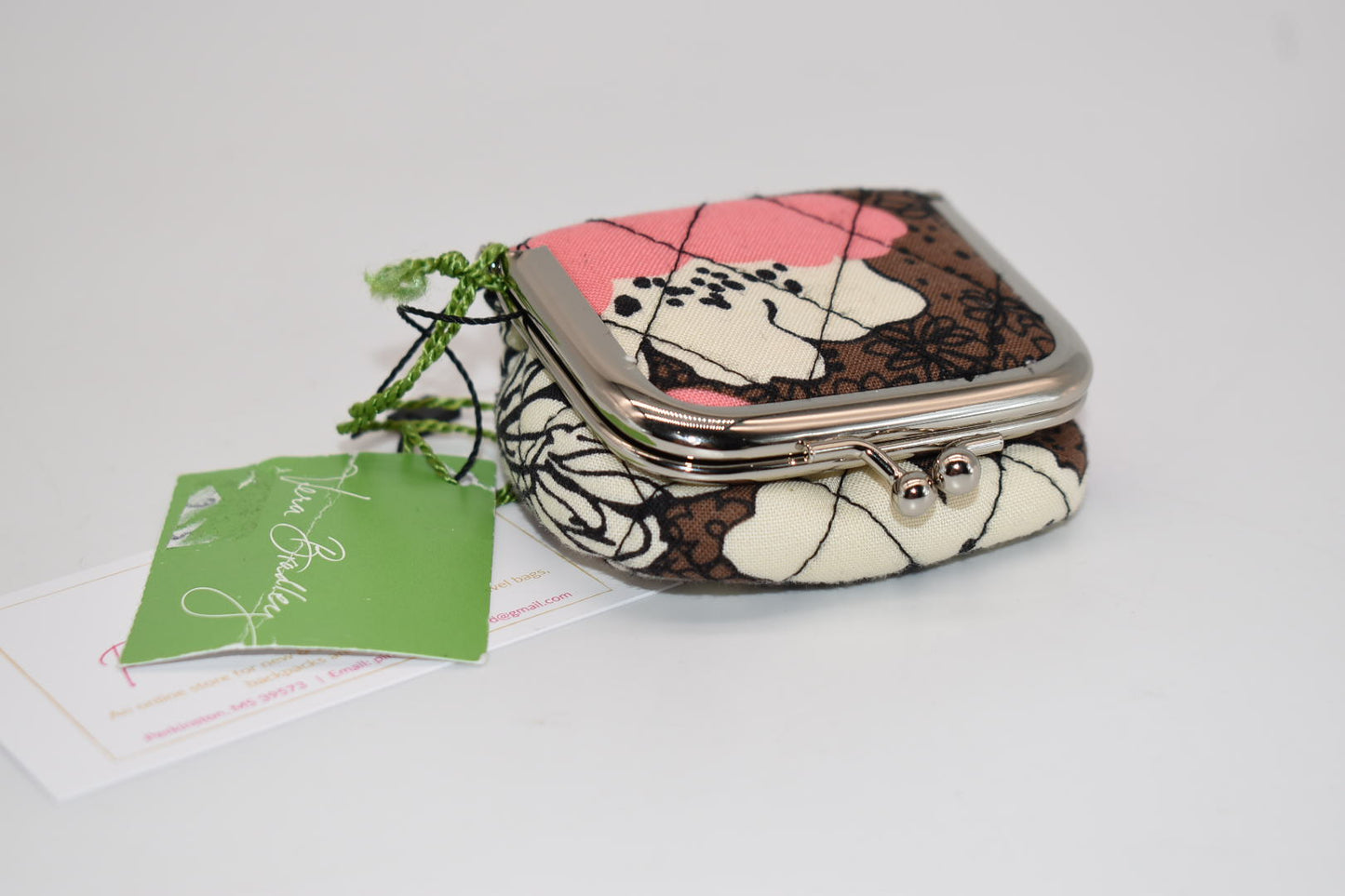 Vera Bradley Kisslock Contact Case Pouch in "Mocha Rouge" Pattern