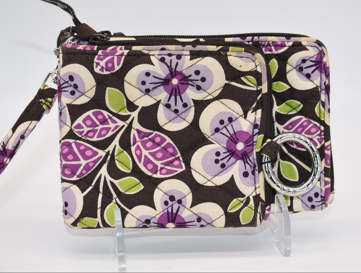 Vera Bradley Double ID Wristlet Wallet in "Plum Petals" Pattern