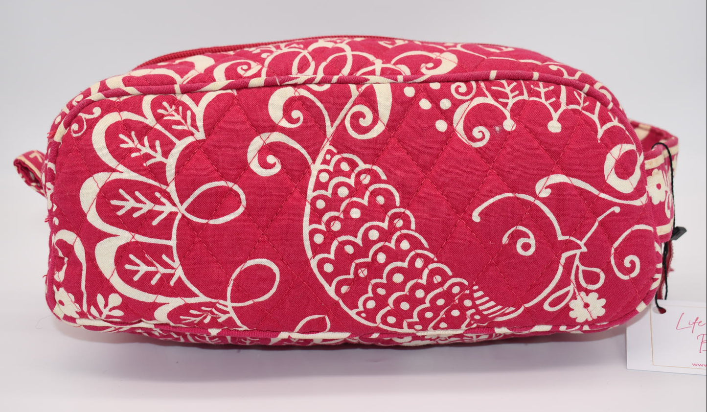 Vera Bradley Cosmetic Travel Zip Bag in "Twirly Bird Pink" Pattern