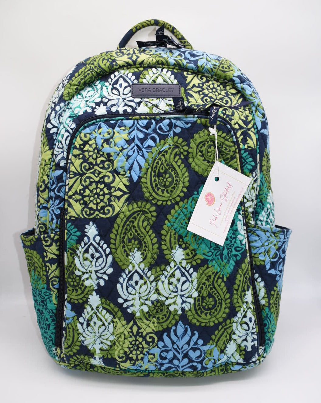 backpack laptop green pink Vera Bradley Laptop Backpack in "Caribbean Sea" Pattern – Pink Lemon Standard