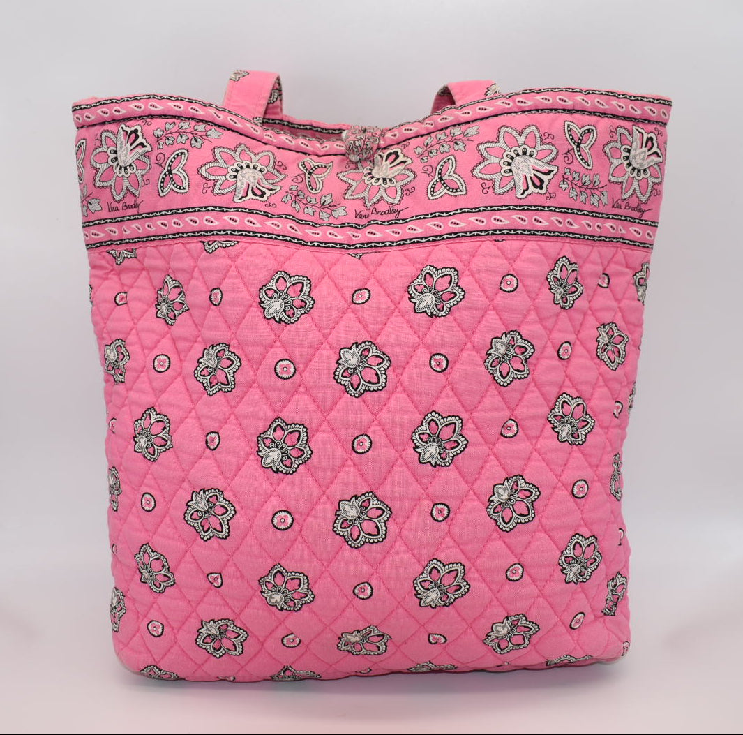 Vera Bradley Quilted Cotton Everyday Tote Bag in "Pink Bandana" Pattern