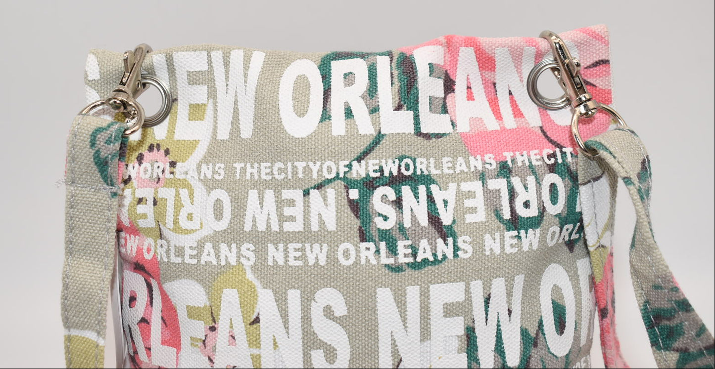 RR (Robin Ruth) Canvas Crossbody Bag in "New Orleans Floral" Pattern