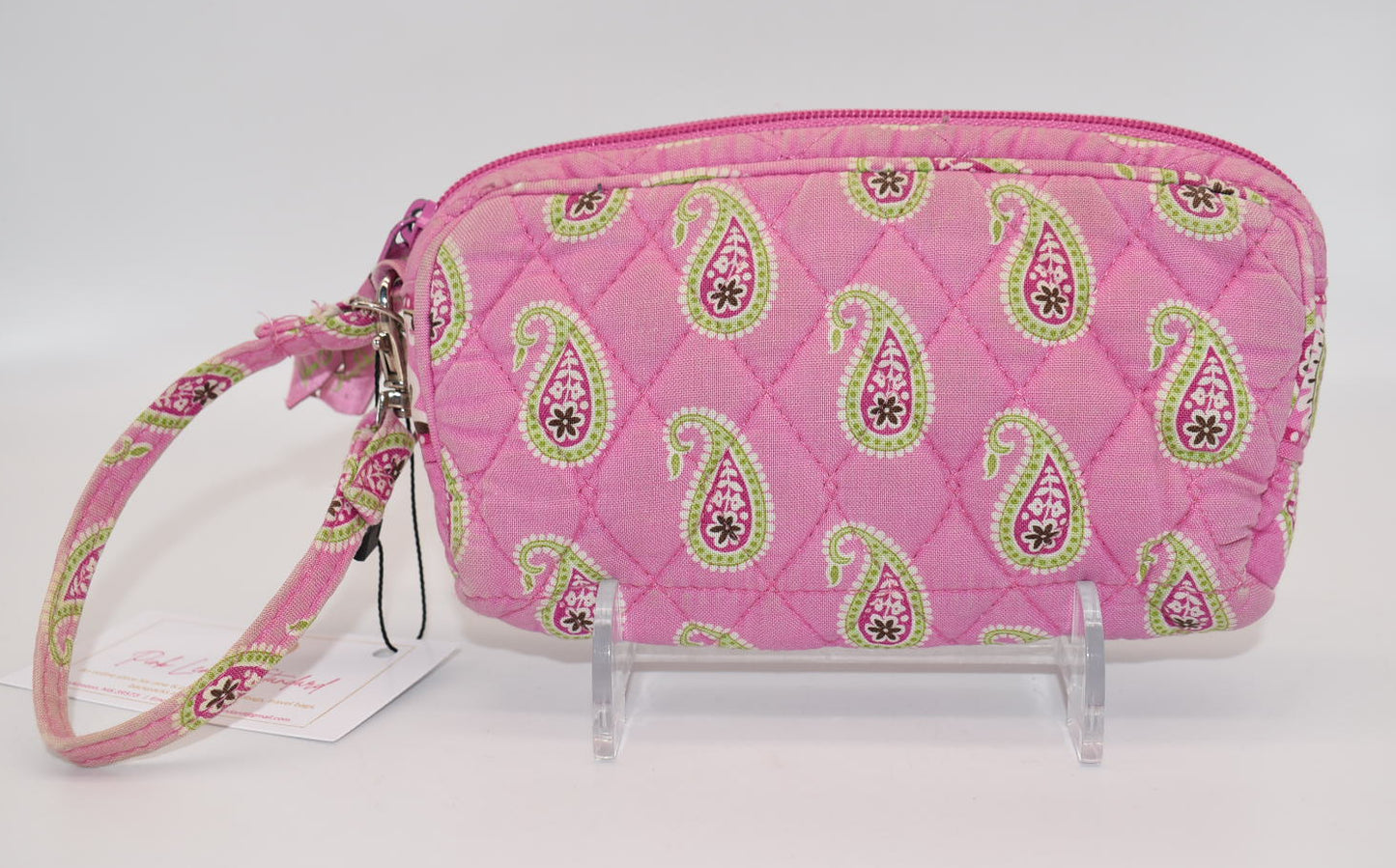 Vera Bradley Zip Top Wristlet Bag in "Bermuda Pink" Pattern