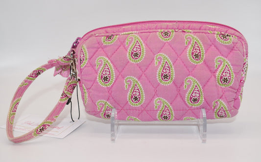 Vera Bradley Zip Top Wristlet Bag in "Bermuda Pink" Pattern