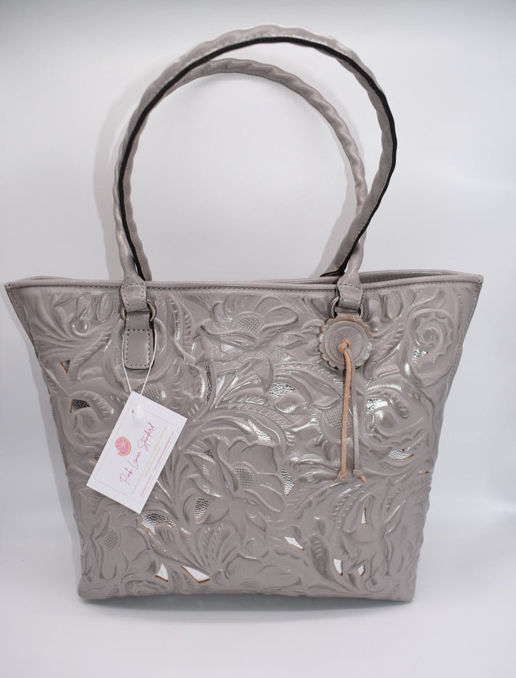 Patricia Nash Adeline Burnished Cutout Tooled Tote in Stone