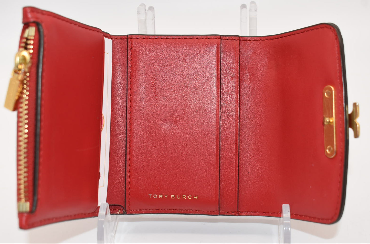 Tory Burch Eleanor Embossed Compact Wallet in Redstone