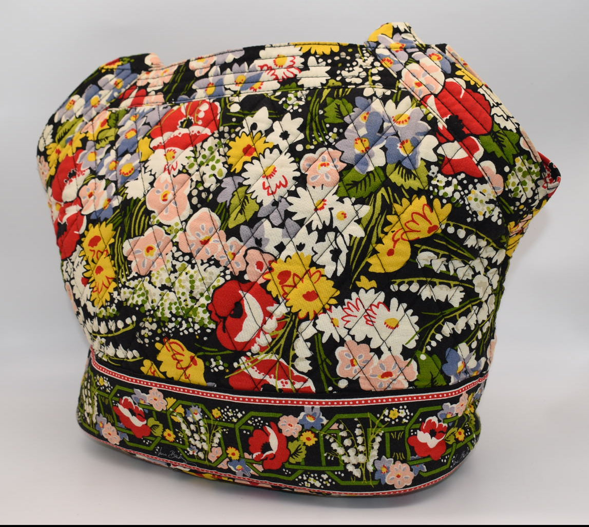 Vera Bradley Large Angled Tote Bag in "Poppy Fields" Pattern