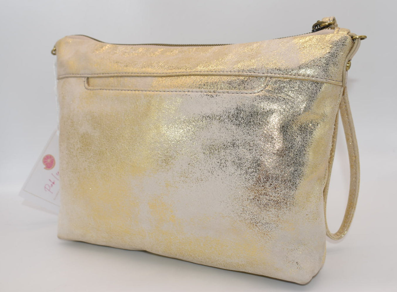 HOBO INTL Leather Convertible Crossbody Bag in Gold Leaf Shimmer