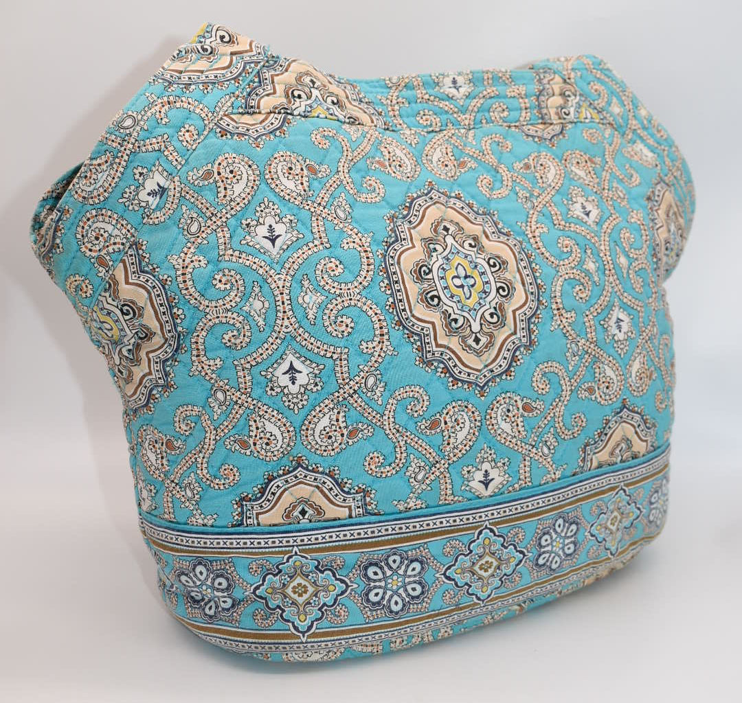 Vera Bradley Large Angled Tote Bag in "Totally Turquoise" Pattern