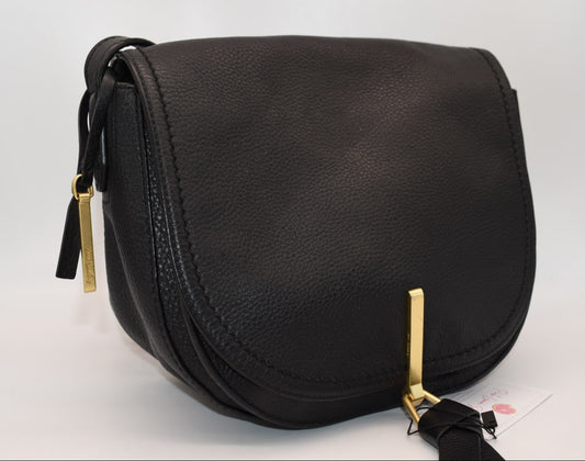 Vera Bradley Leather Carson Saddle Crossbody Bag in Black