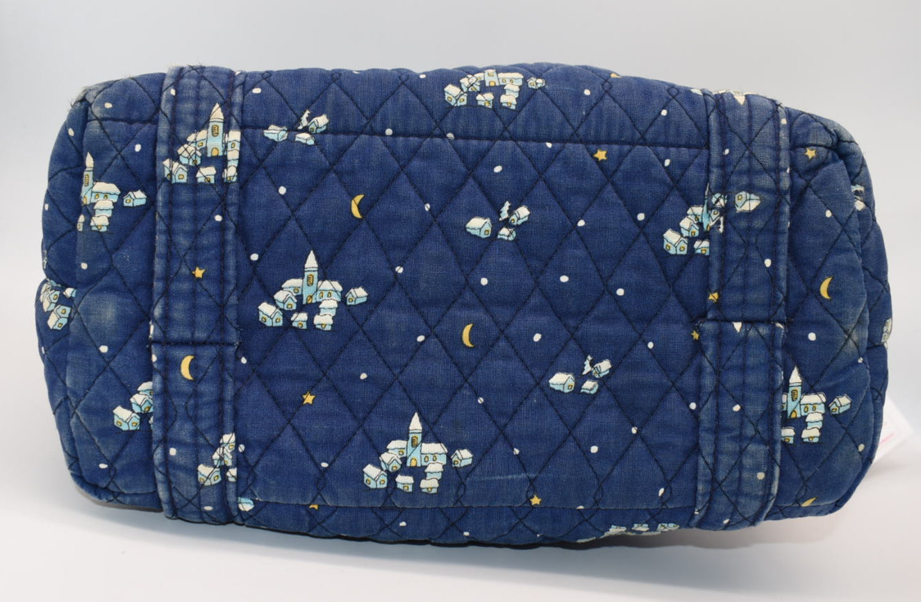 Vera Bradley Large Paddy Tote Bag in "Blue Christmas-1997" Pattern