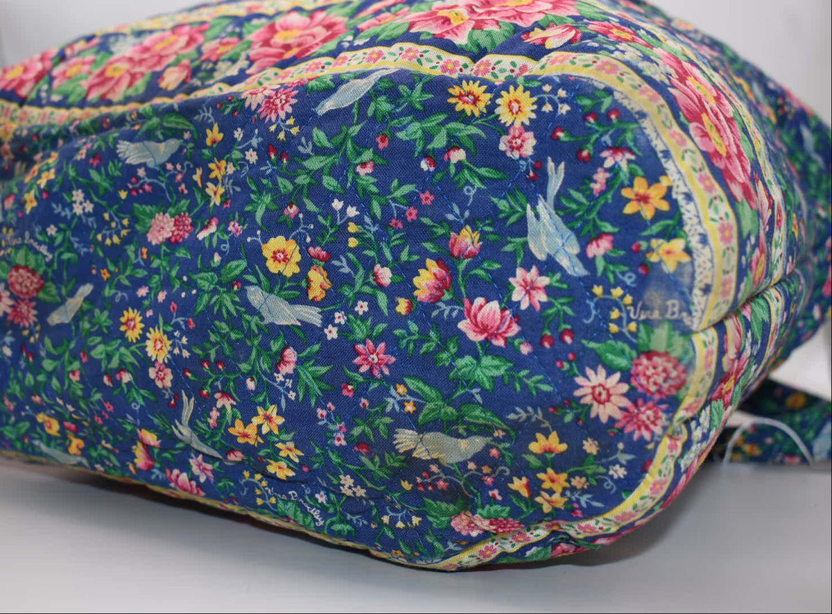 Vintage Vera Bradley Large Vera Tote Bag in "Bluebird" Pattern